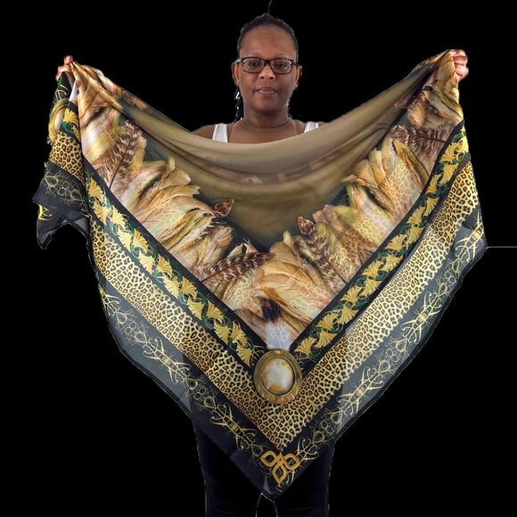 Egyptian Dream Catcher Tribal Wedding Shawl, Chiffon Oversized Square Scarf - Picture 6 of 13